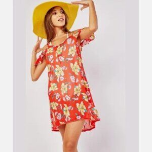 Miken Women's Printed Cold-Shoulder Swim Cover-Up XS